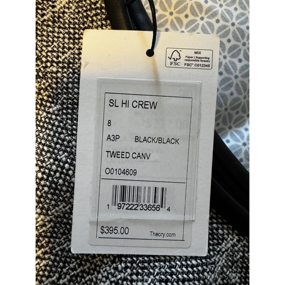 Theory Sleeveless Hi Crew Neck Dress Size 8 Black Tweed Canvas Mini $395 Retail - Picture 9 of 9